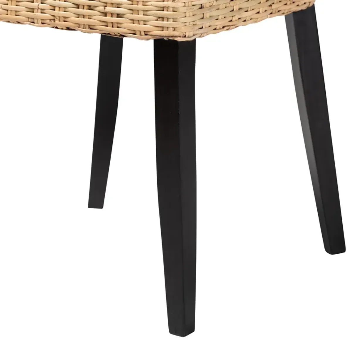 Baxton Studio Dermot  Dark Brown Finished Wood and Natural Rattan 2 Piece Dining Chair Set