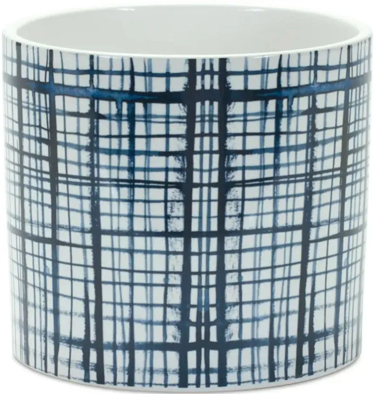Hivvago Set of Two White And Blue Ceramic Lattice 2 Ounce Round Pot Planters