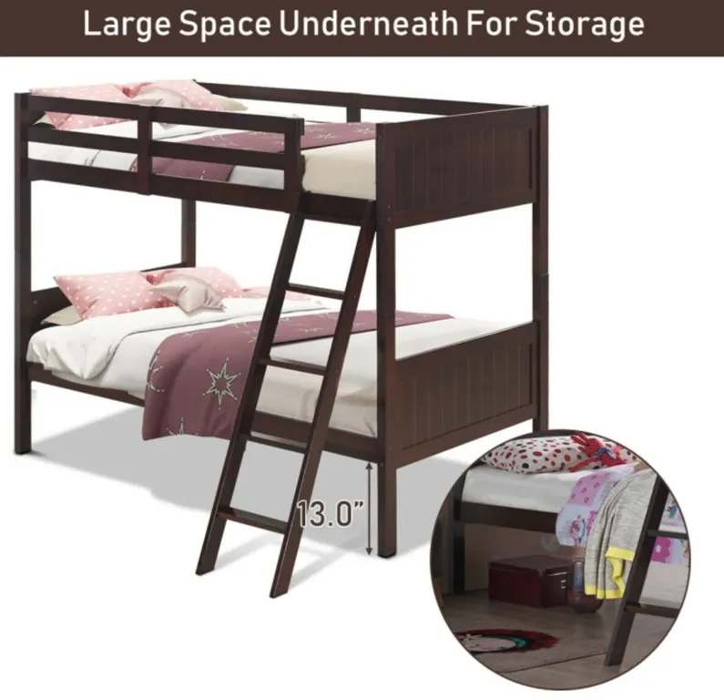 Twin Size Wooden Bunk Beds Convertible 2 Individual Beds