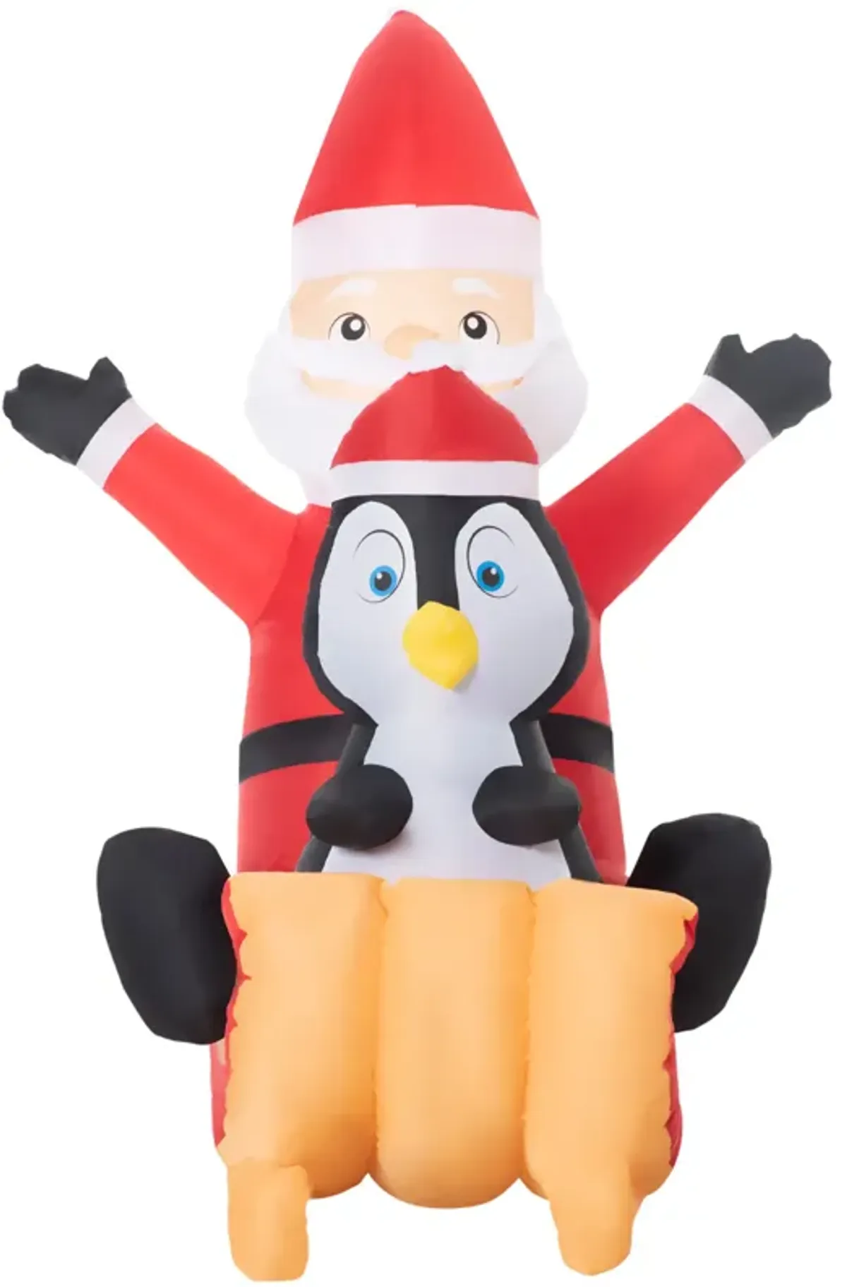 5ft Inflatable Christmas Santa Claus and Penguin on Sleigh LED Display for Lawn