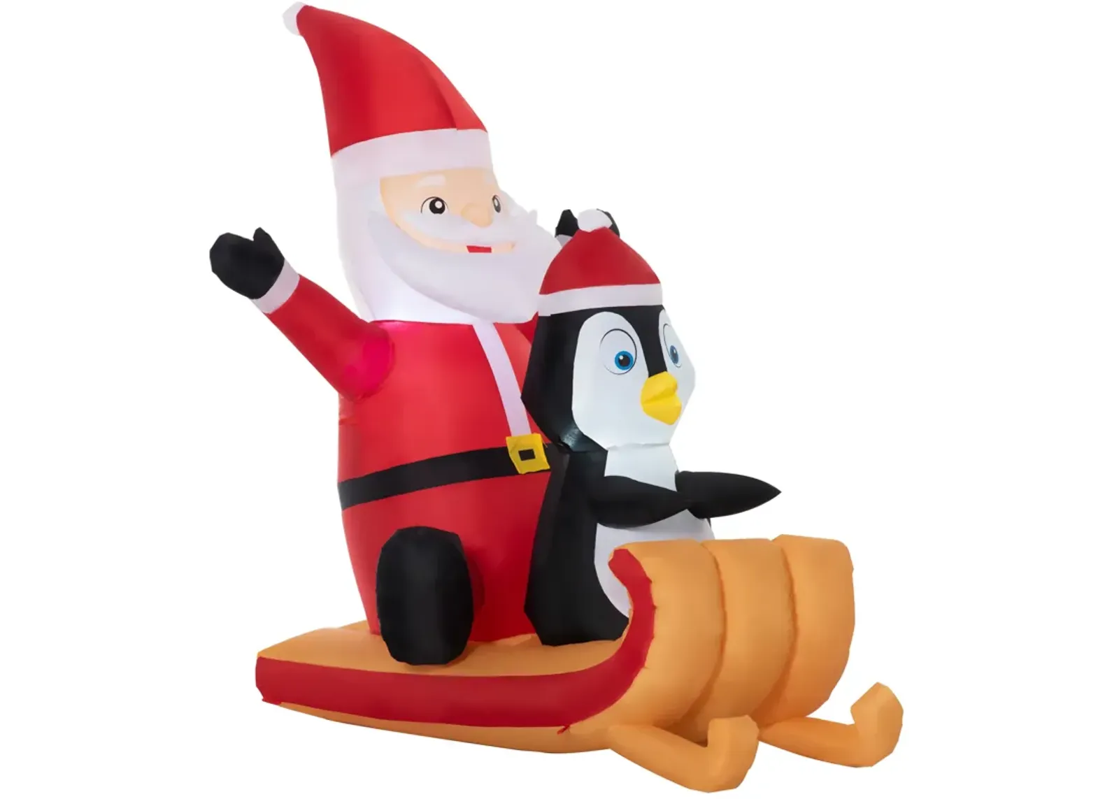 5ft Inflatable Christmas Santa Claus and Penguin on Sleigh LED Display for Lawn