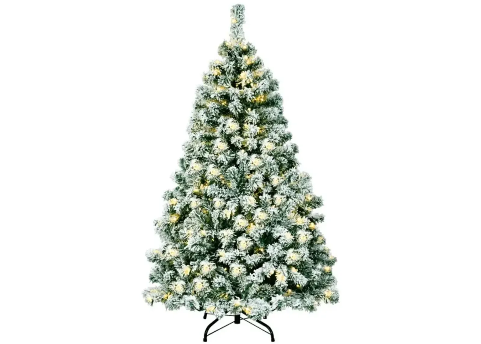 Hivvago 4.5 Feet Pre-Lit Premium Snow Flocked Hinged Artificial Christmas Tree