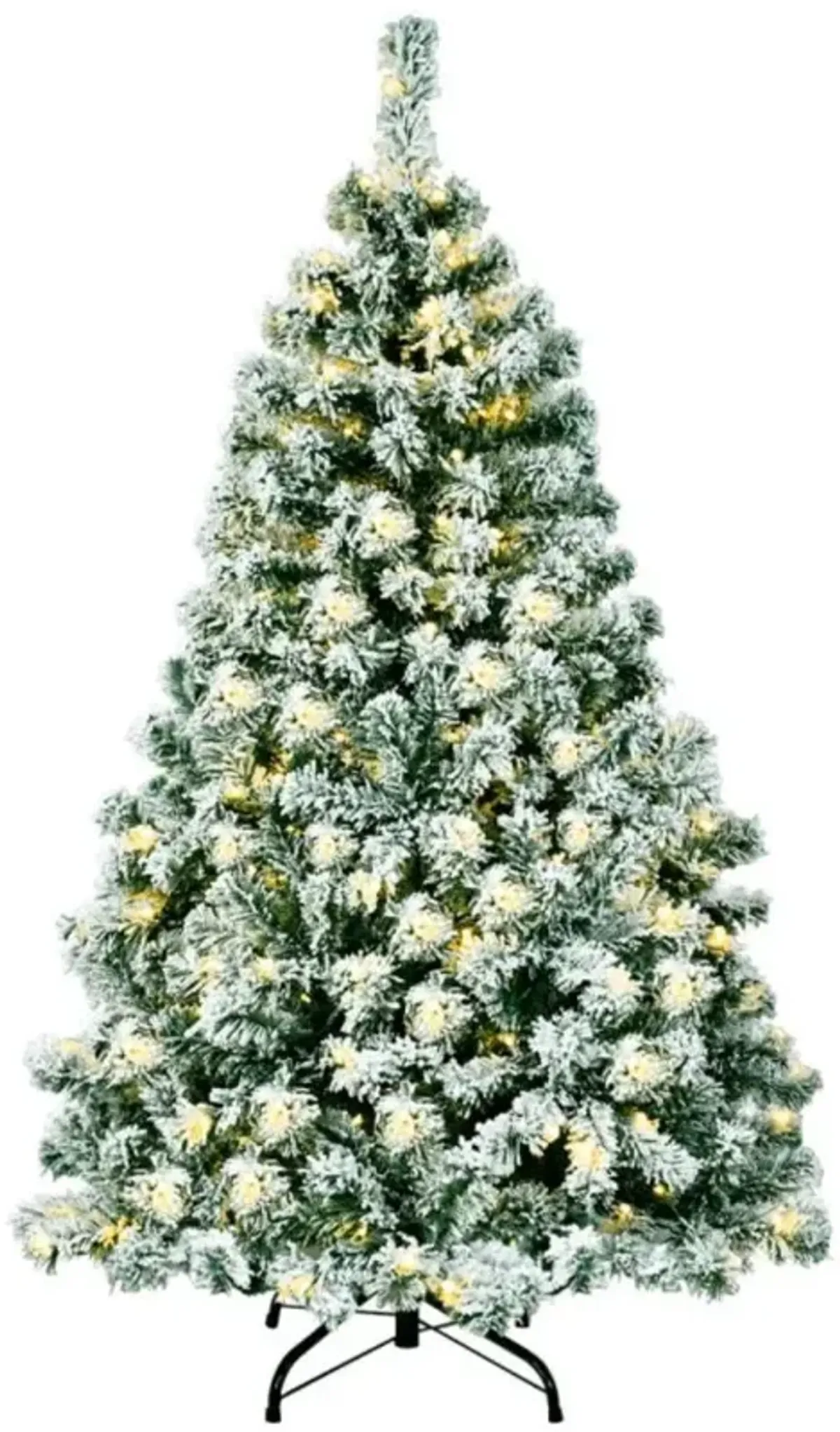 Hivvago 4.5 Feet Pre-Lit Premium Snow Flocked Hinged Artificial Christmas Tree