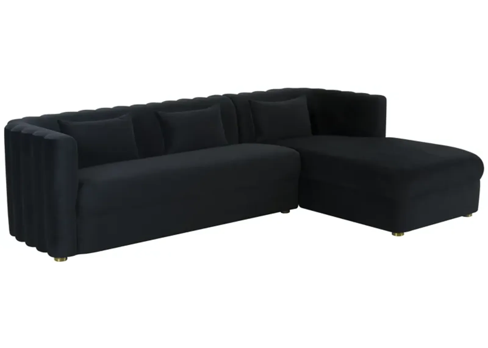 Callie Navy Velvet Sectional - RAF