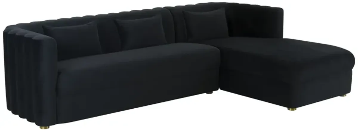 Callie Navy Velvet Sectional - RAF