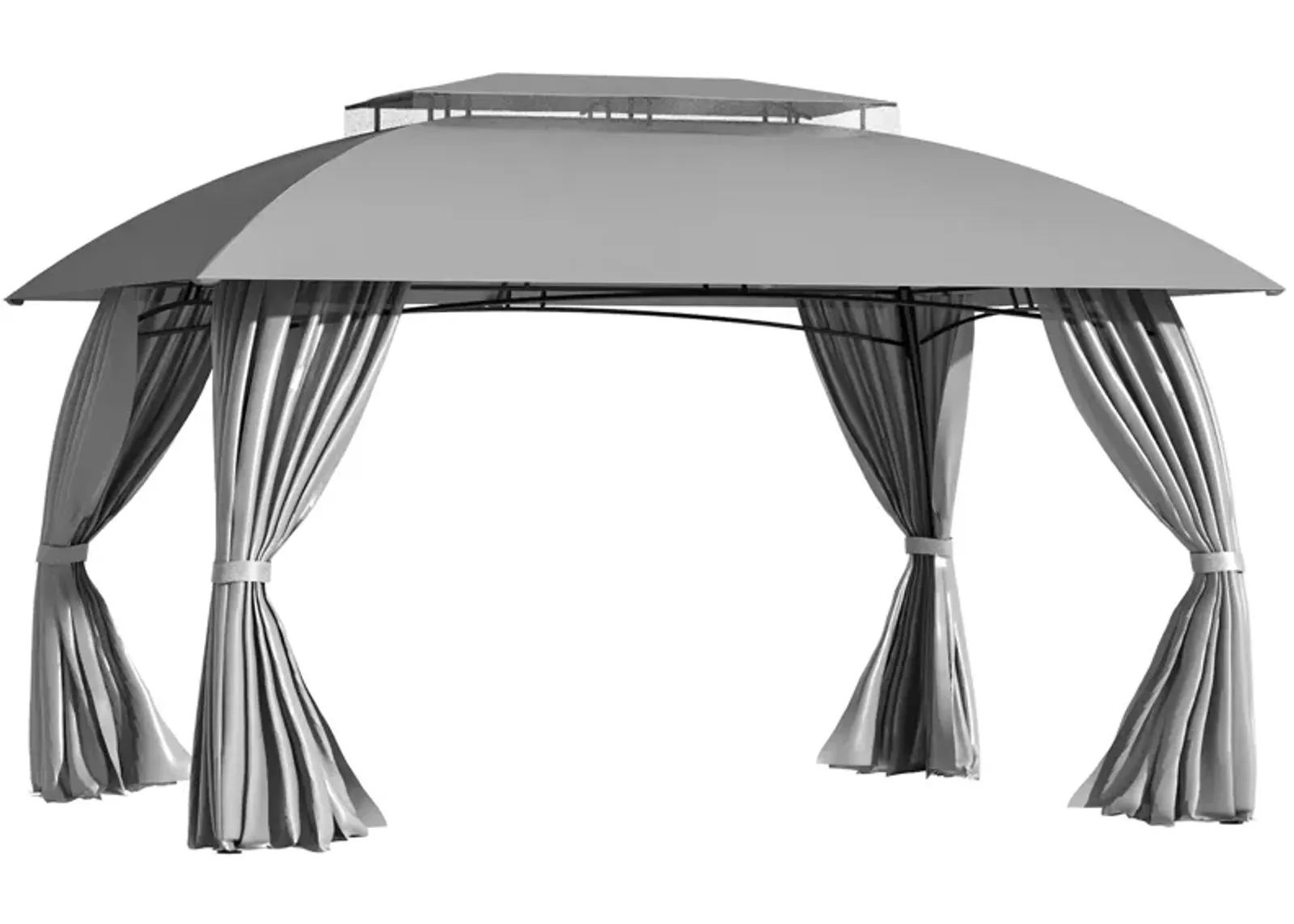 Grey Backyard Shelter: 13'x10' Patio Gazebo with Double Vented Roof