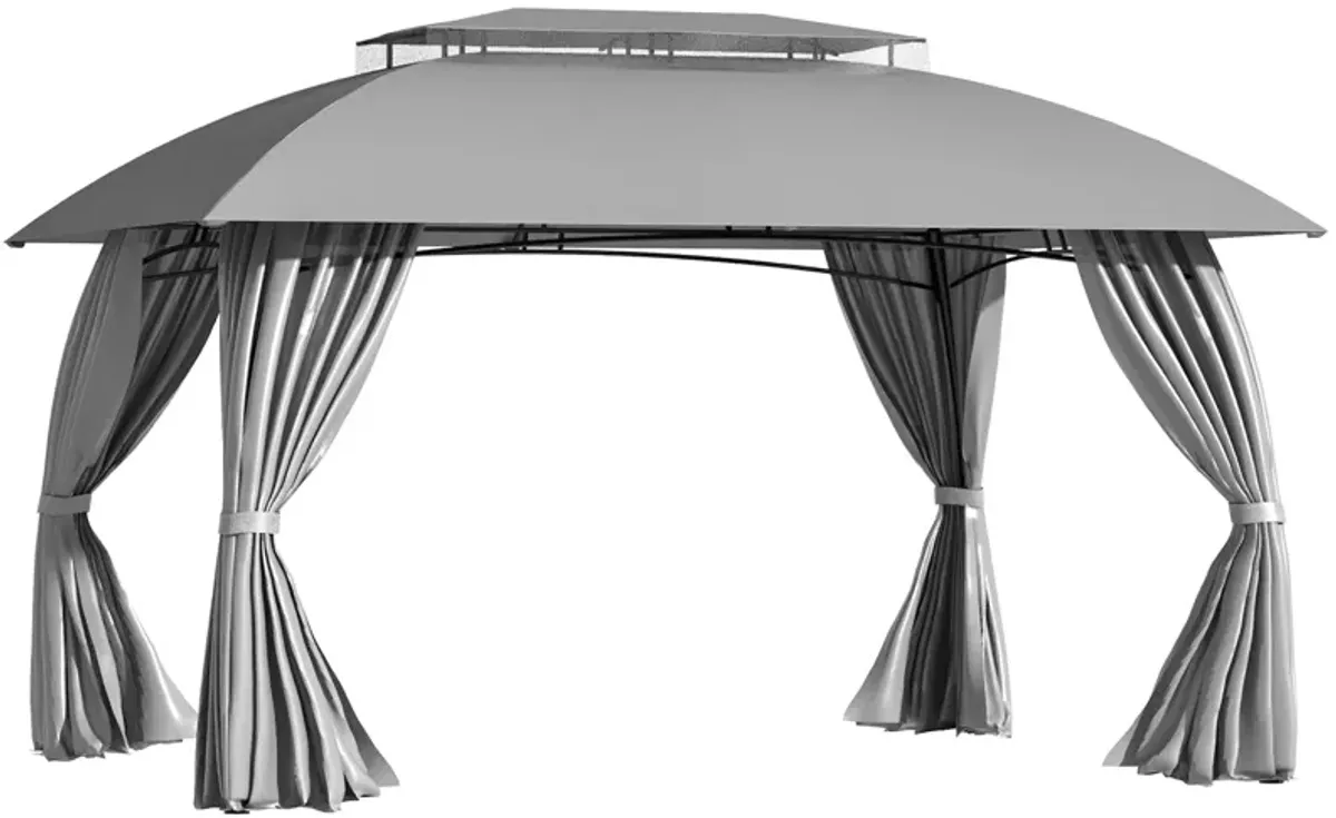 Grey Backyard Shelter: 13'x10' Patio Gazebo with Double Vented Roof