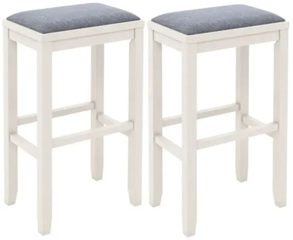 Hivago 2 Pieces 31 Inch Upholstered Bar Stool Set with Solid Rubber Wood Frame and Footrest