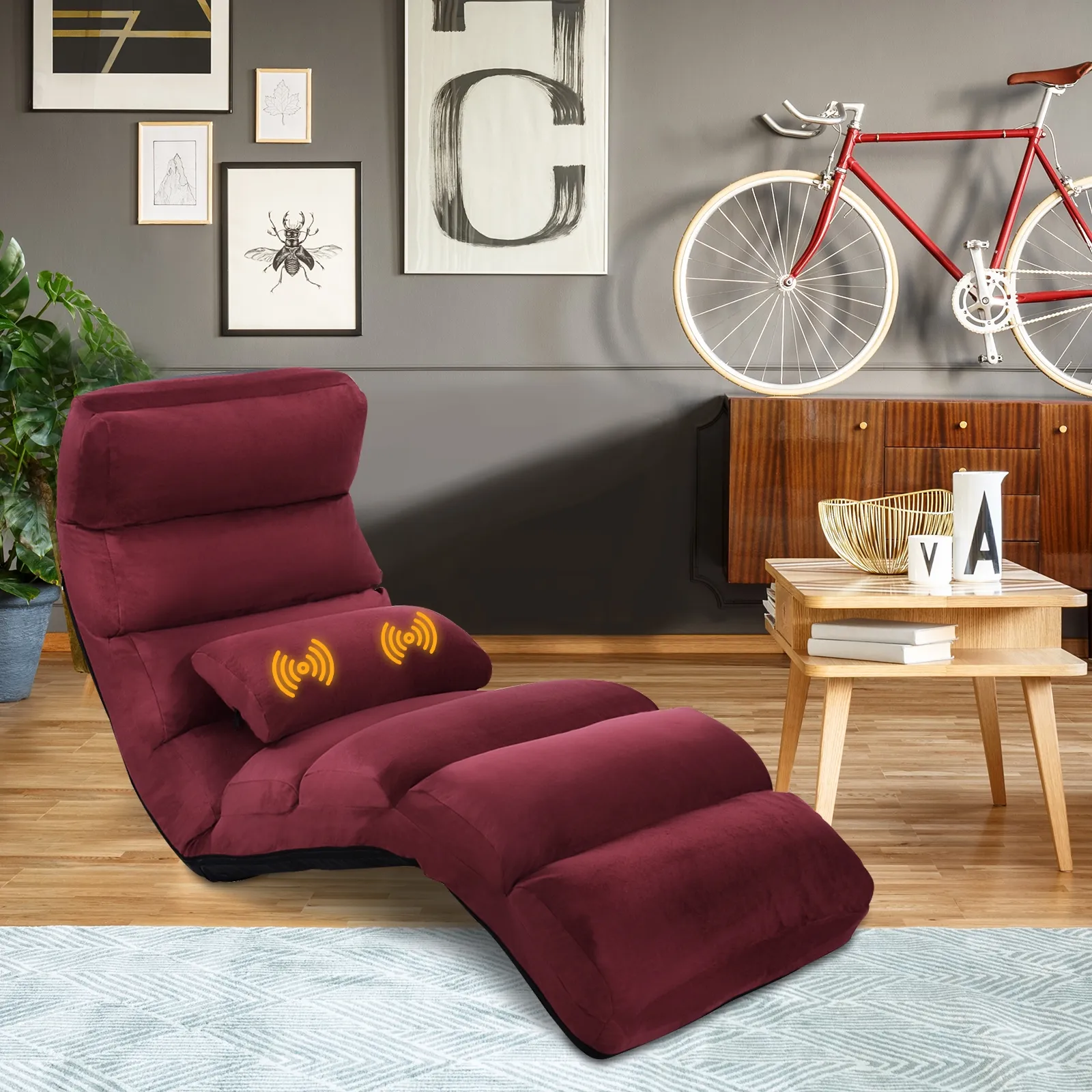 Stylish  Folding Lazy Sofa Chair with Pillow