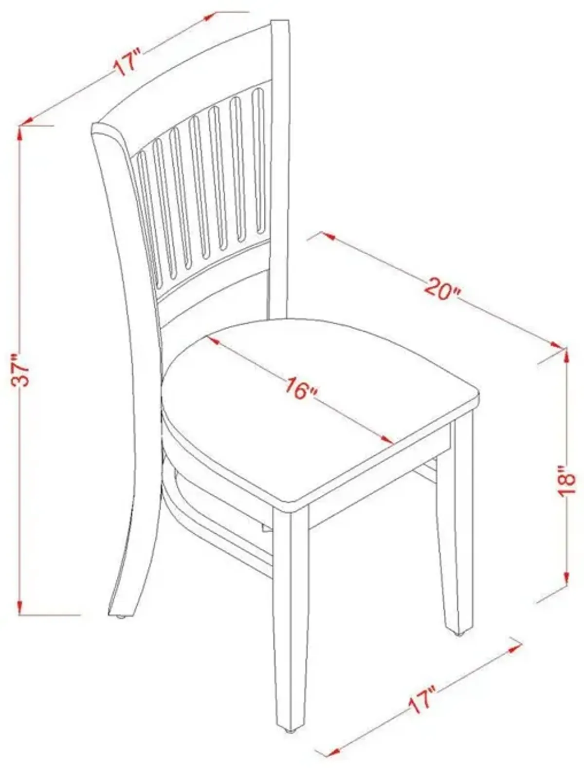 Vancouver Dining Room Chairs - Slat Back Wood Seat Chairs, Set of 2, Oak