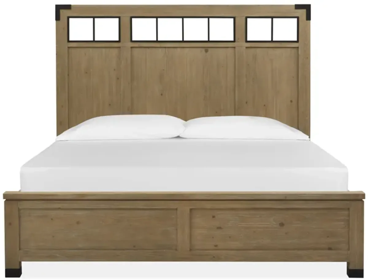 Queen Panel Bed w/ metal Hdbd