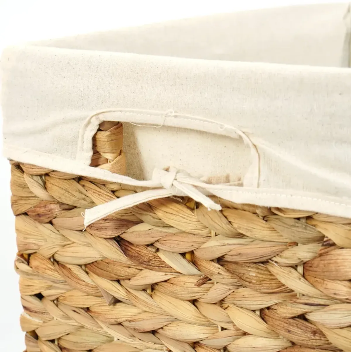 Handmade Rectangular Water Hyacinth Wicker Laundry Hamper with Lid Natural, Medium