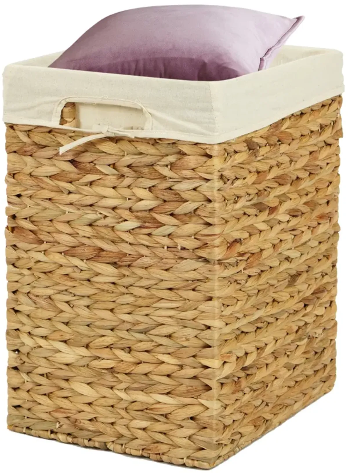 Handmade Rectangular Water Hyacinth Wicker Laundry Hamper with Lid Natural, Medium