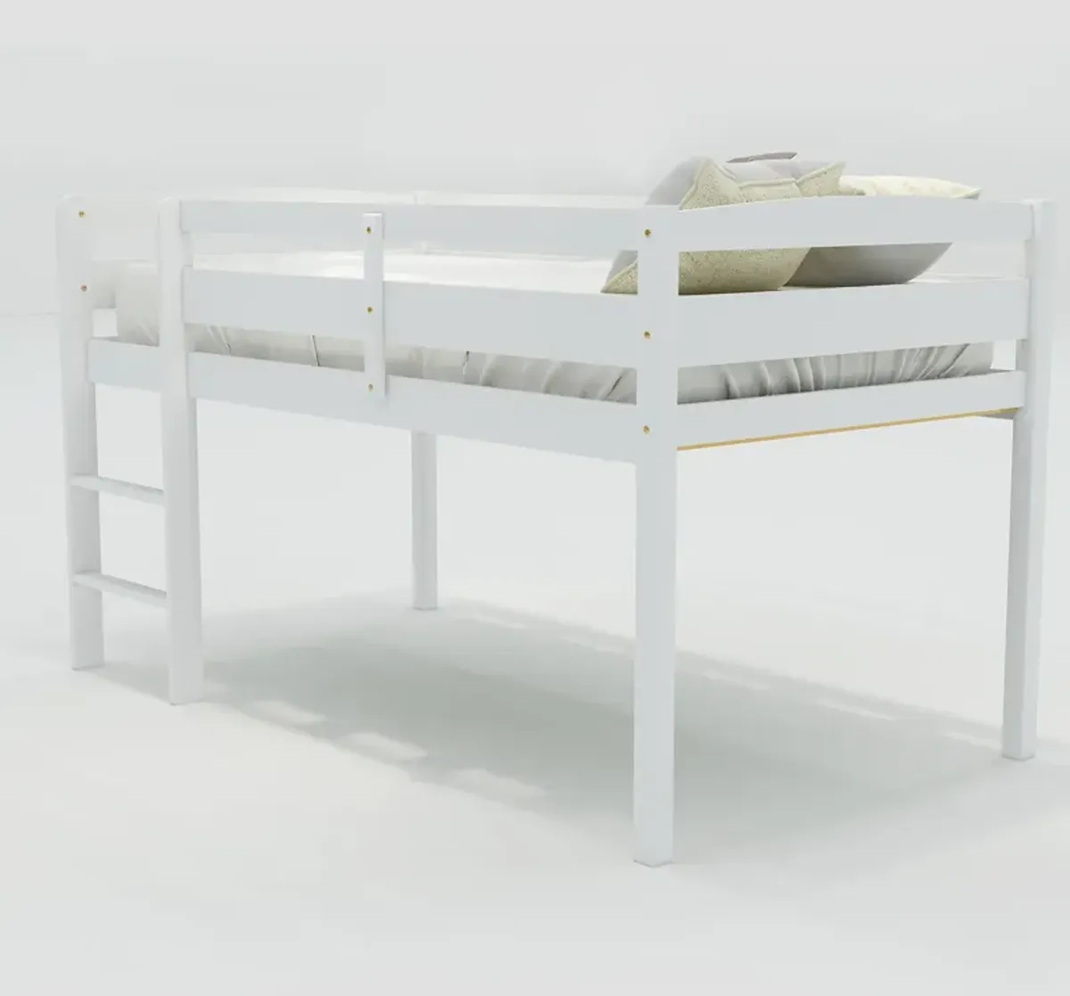 Twin Wood Loft Bed Low Loft Beds with Ladder, Twin