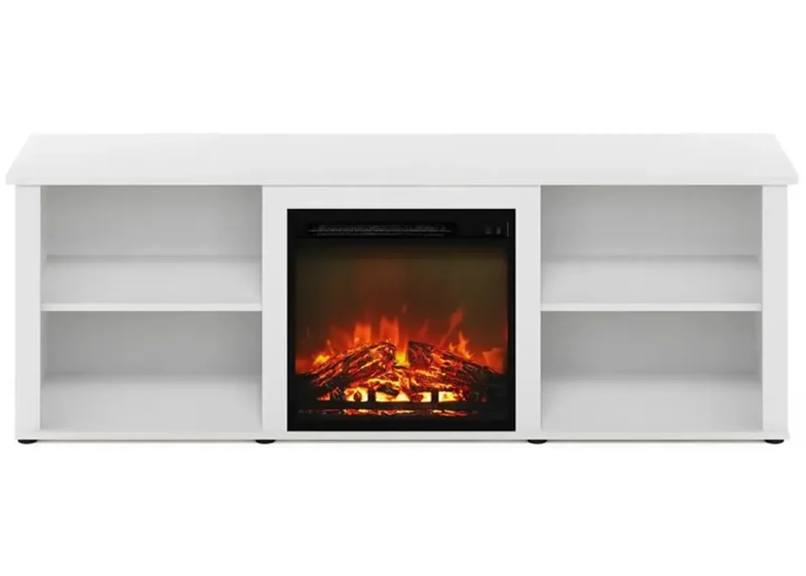 Furinno Classic 70 Inch TV Stand with Fireplace, Solid White