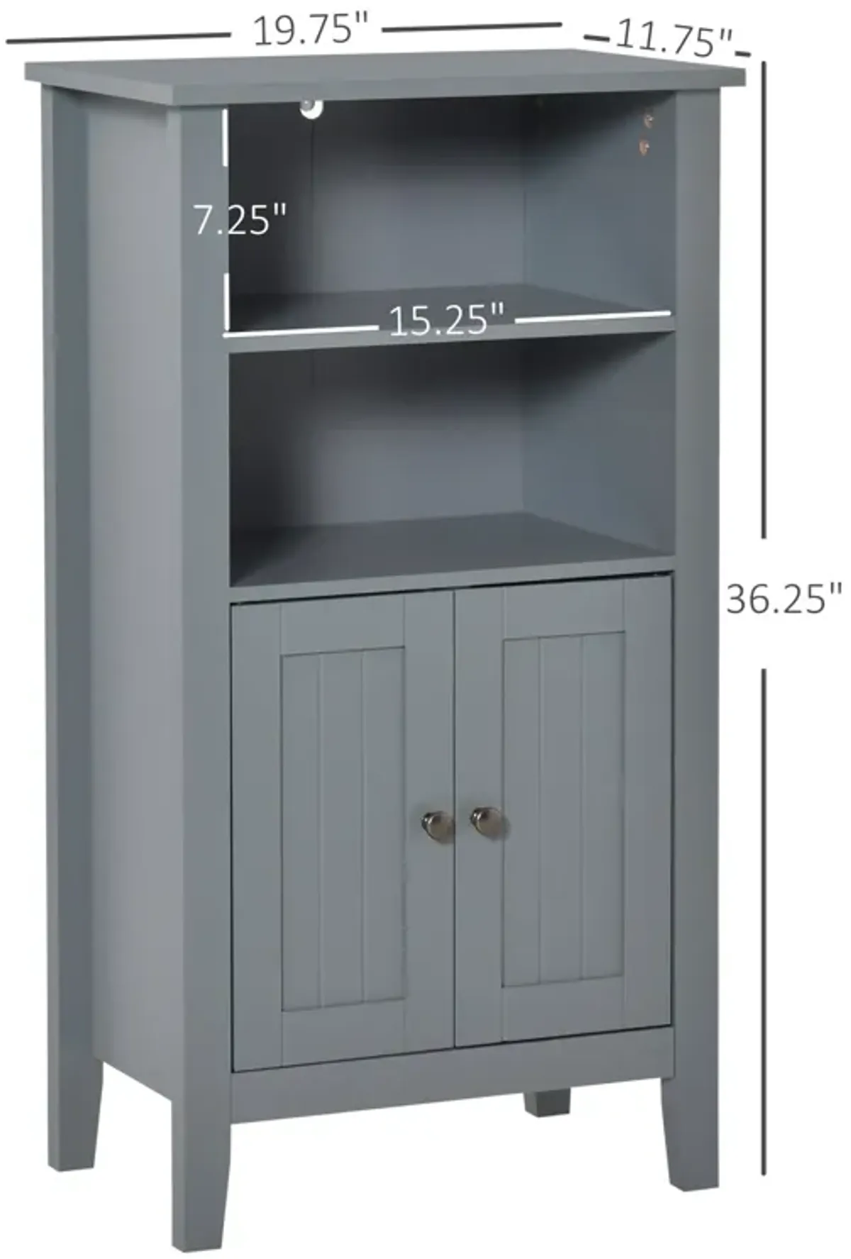 Grey Bathroom Organizer: Small Floor Cabinet with Double Doors