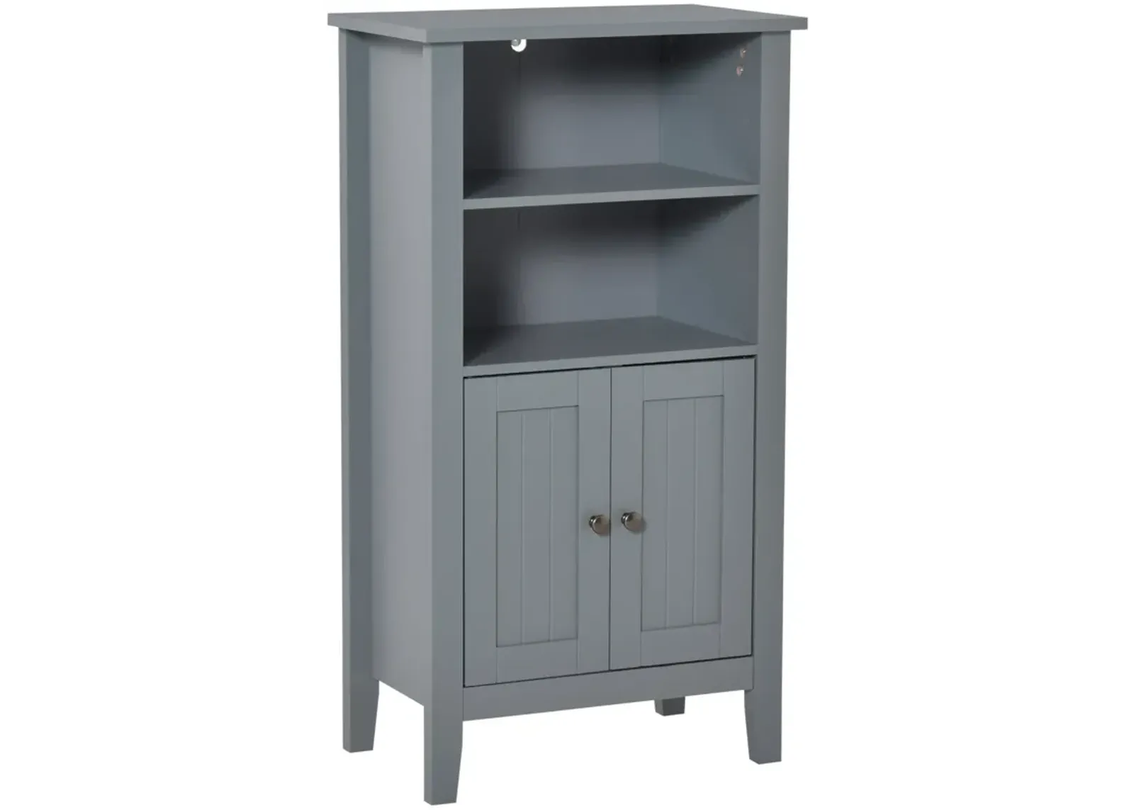 Grey Bathroom Organizer: Small Floor Cabinet with Double Doors