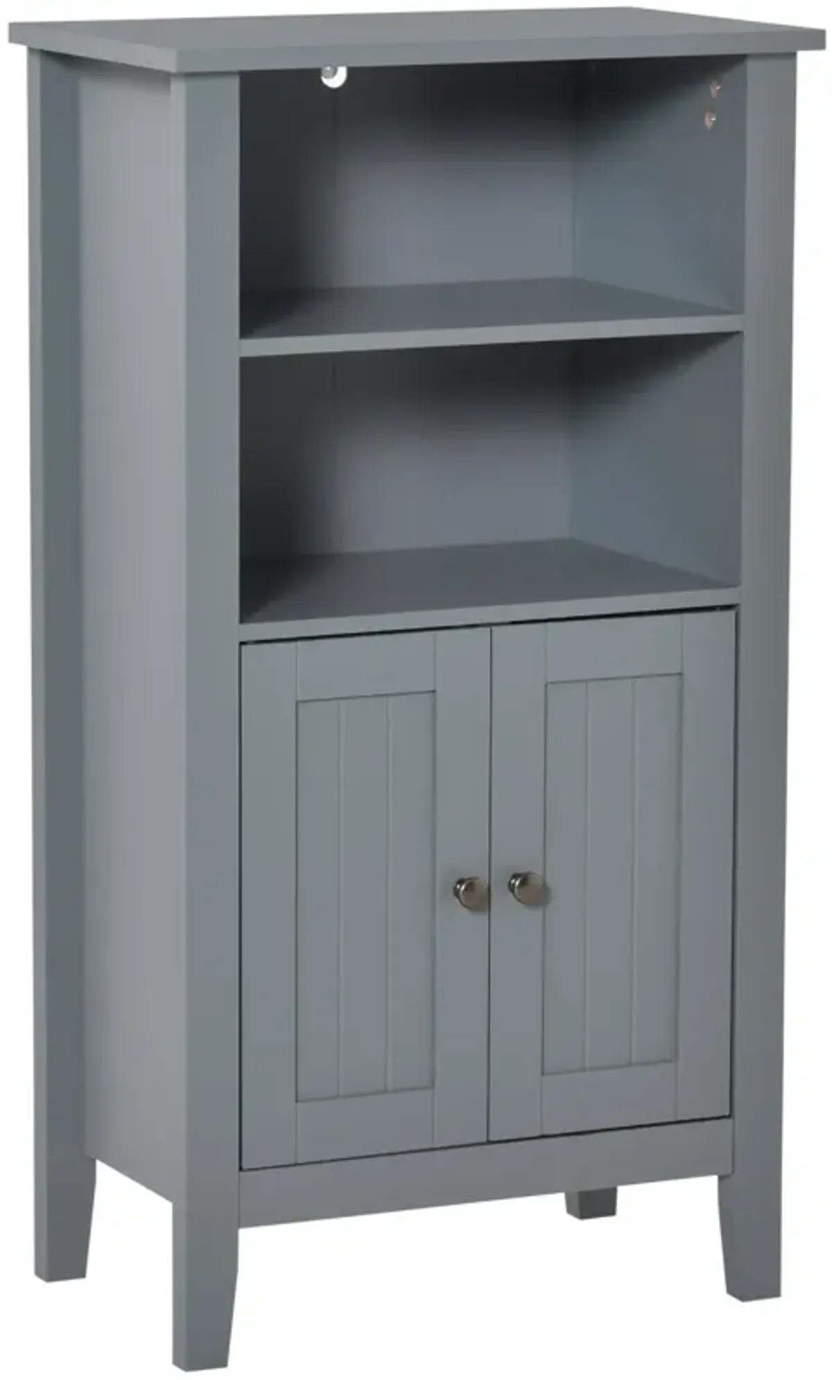 Grey Bathroom Organizer: Small Floor Cabinet with Double Doors