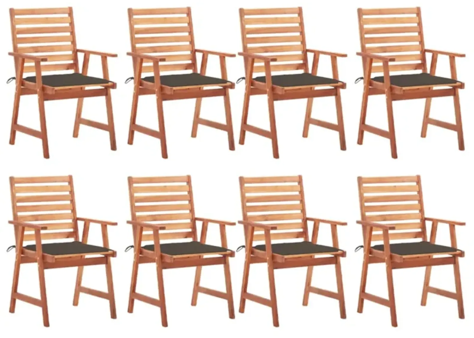 vidaXL Patio Dining Chairs 8 pcs with Cushions Solid Acacia Wood