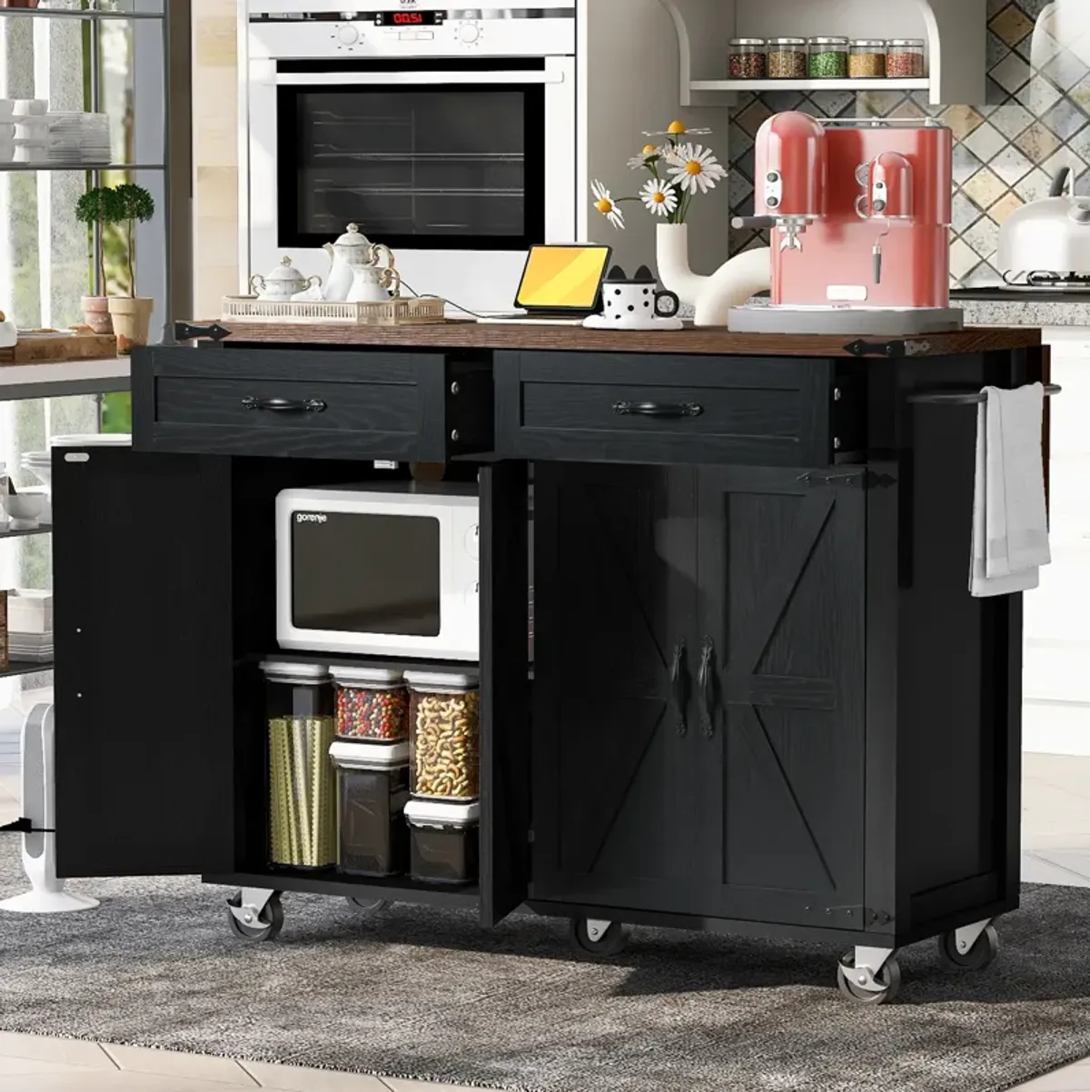 Merax Kitchen Storage Island with Drop Leaf