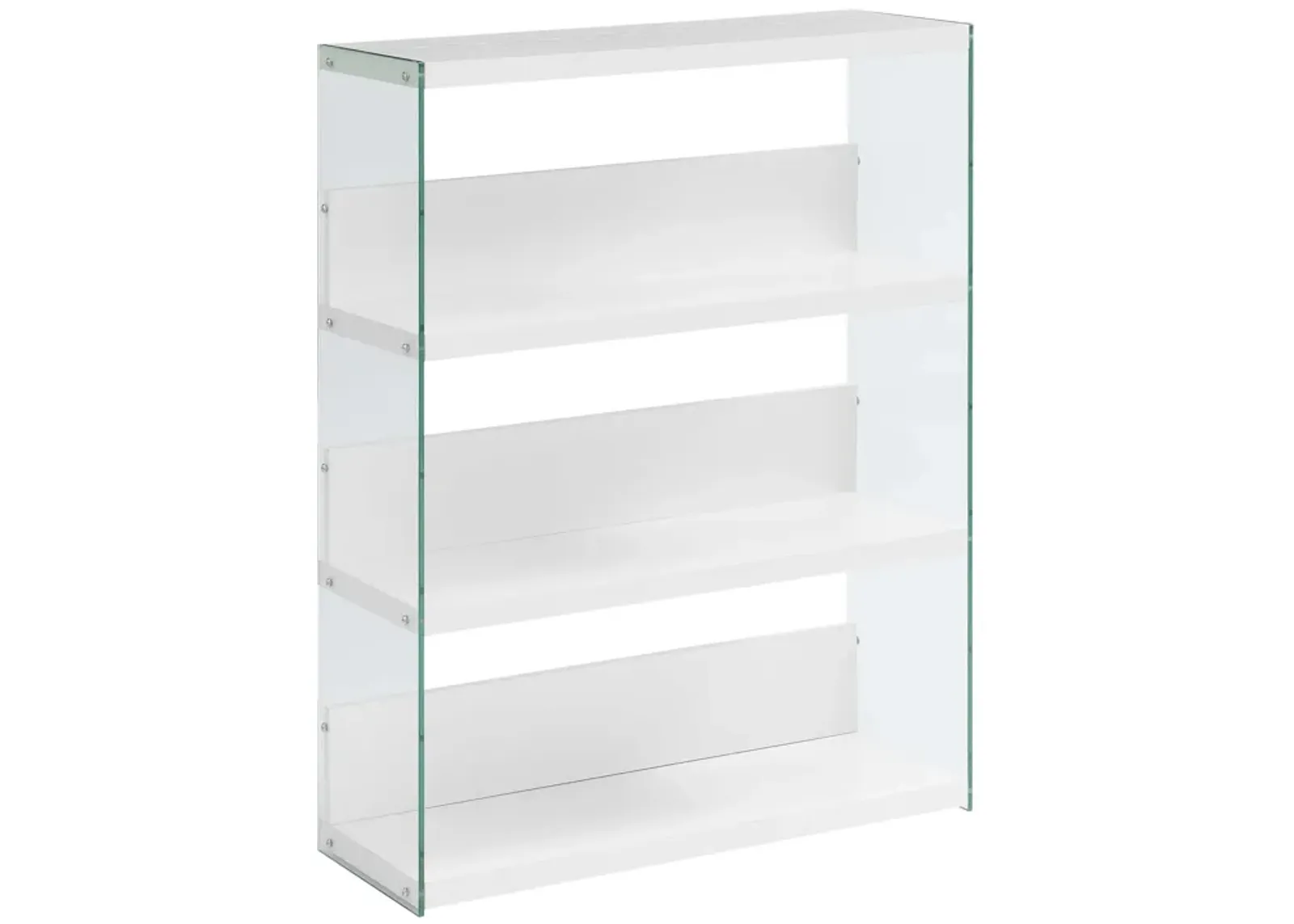 Convenience Concepts SoHo 4-Tier Wide Bookcase, White/Glass