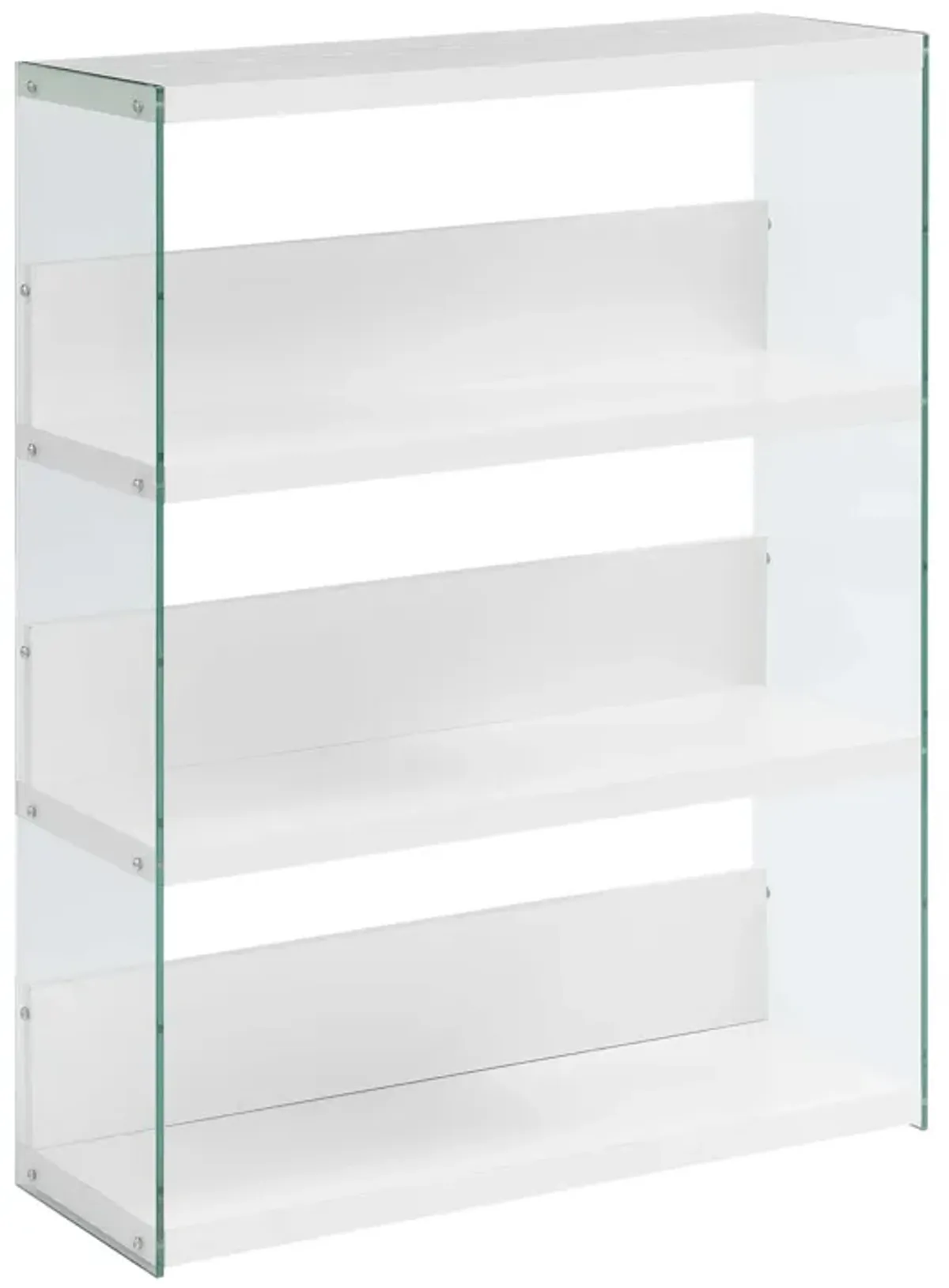 Convenience Concepts SoHo 4-Tier Wide Bookcase, White/Glass