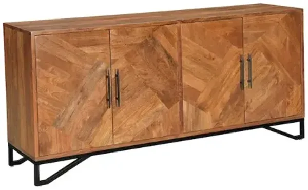 Taran Designs Renith 4-door Geometric Pattern Solid Wood Sideboard