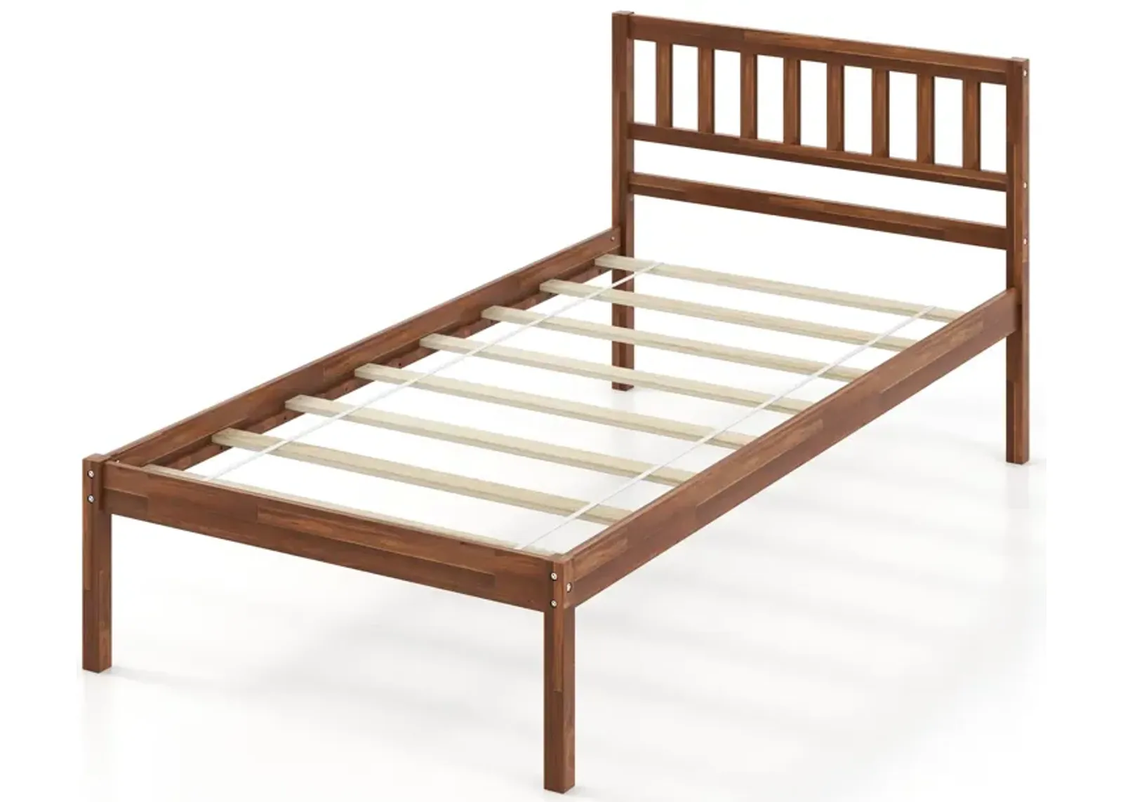 Wood Bed Frame with Headboard and Slat Support