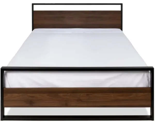 Hivvago Queen size Farmhouse Metal Wood Platform Bed Frame with Headboard Footboard