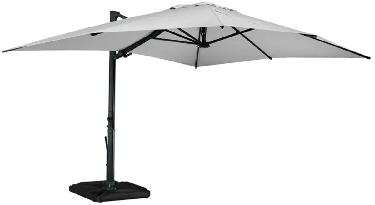 10x13 ft. 360° Rotation Cantilever Patio Umbrella with BaseandLED Light in Gray