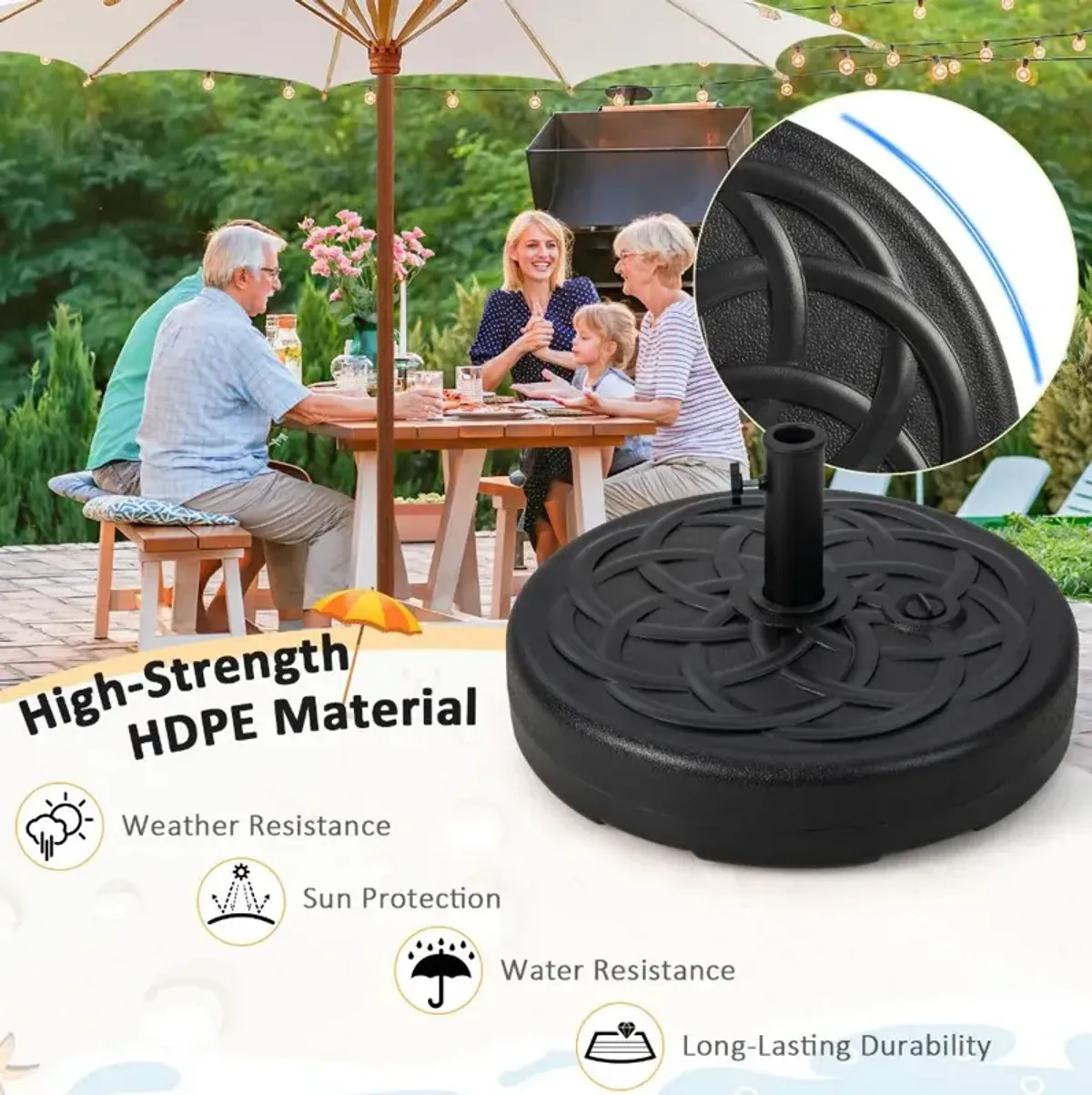 22 Inch Fillable Heavy-Duty Round Patio Umbrella Base Stand