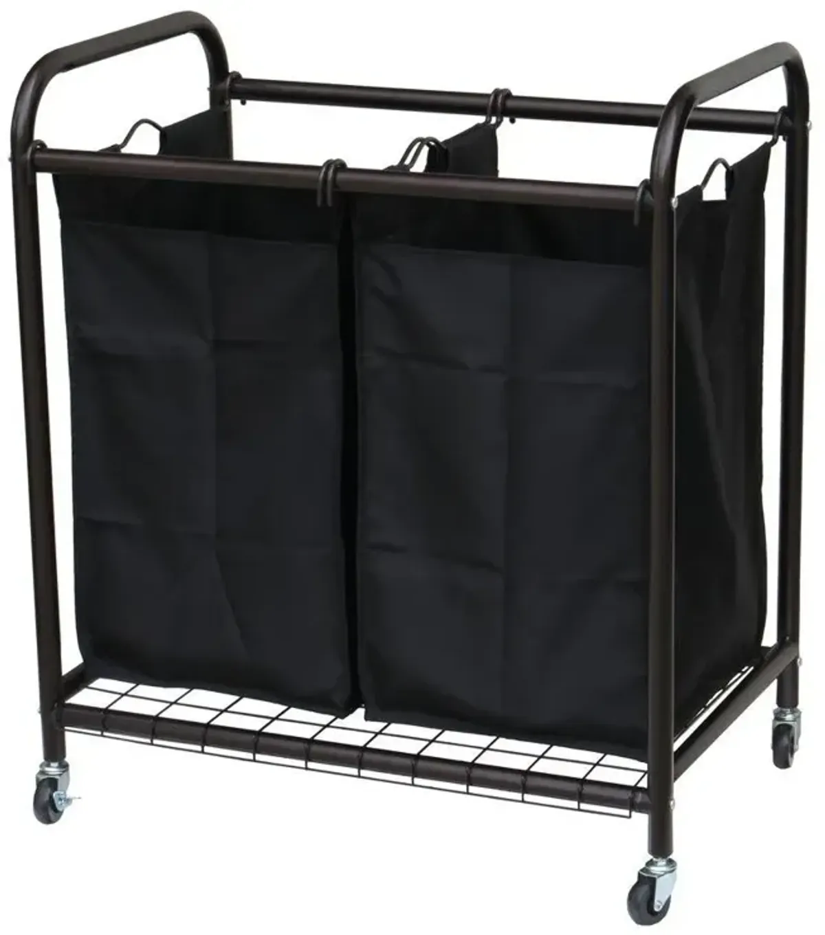 Hivvago Bronze Laundry Hamper Cart with 2 Black Sorter Bags