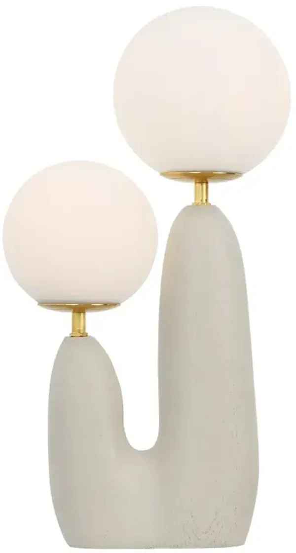 Oda 17.75" 2-Light Modern Bohemian Resin/Iron/Frosted Glass Danish Cactus LED Table Lamp