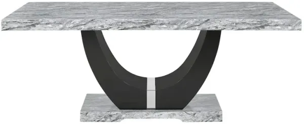 New Classic Furniture Lyra Wood Dining Table with Faux Marble Top, Gray/Black