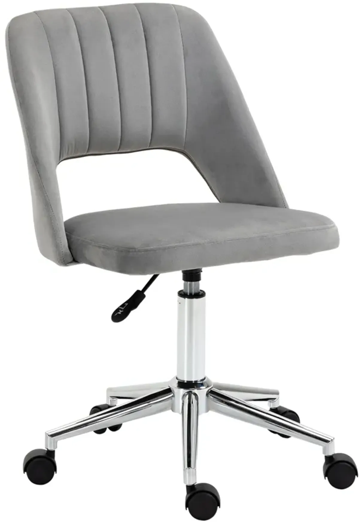 Gray Velvet Task Chair: Executive Mid Back with High-End Gas Lift