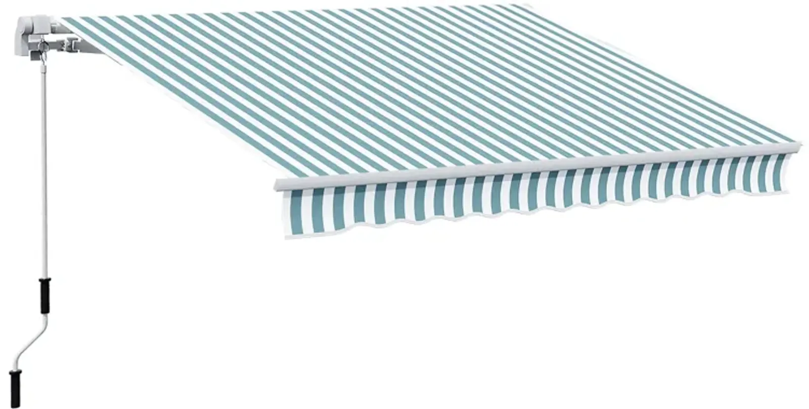 Green and White Shade: 12'x10' Adjustable Manual Retractable Awning