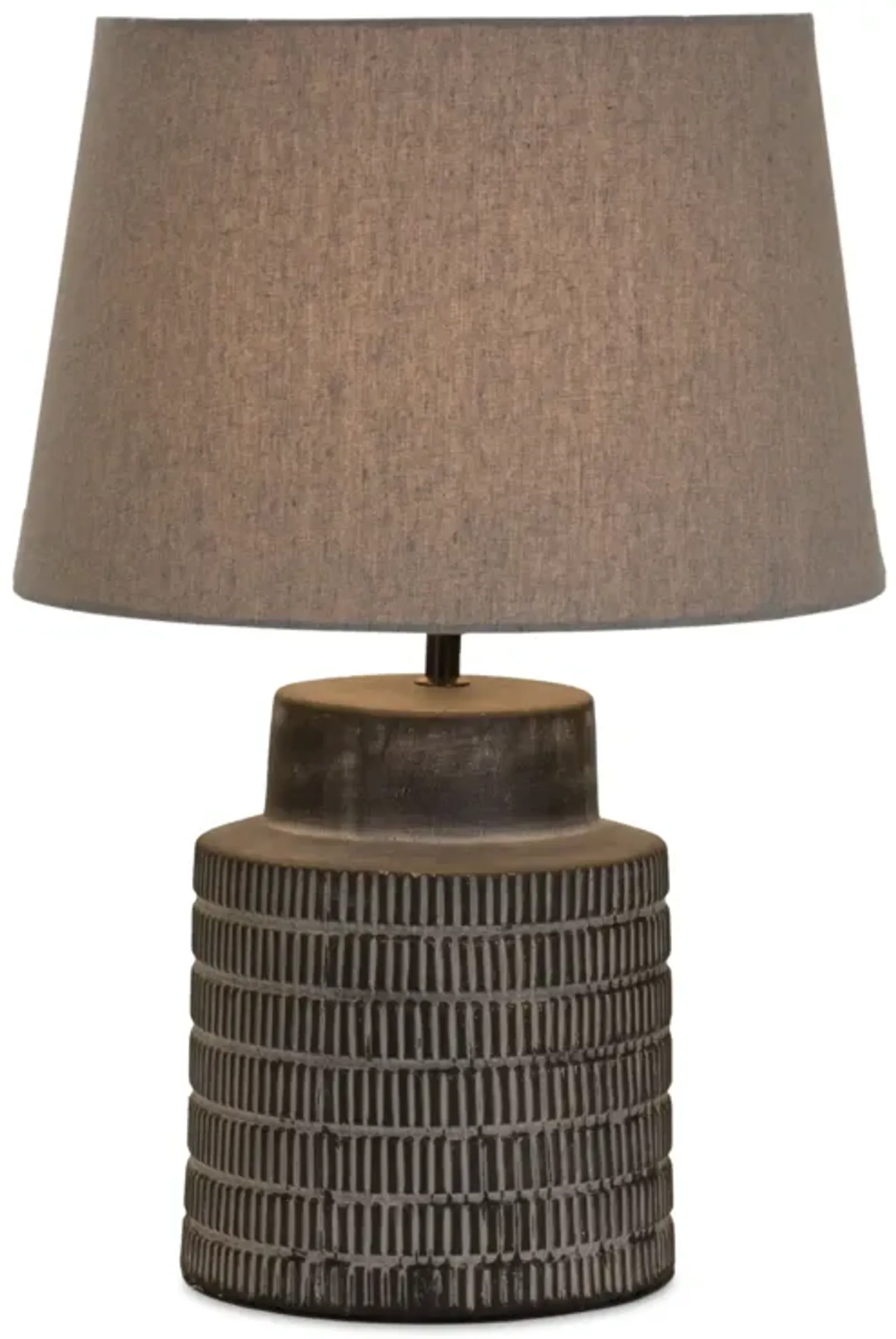 Linen Shade Table Lamp with Terra Cotta Base for Living Room