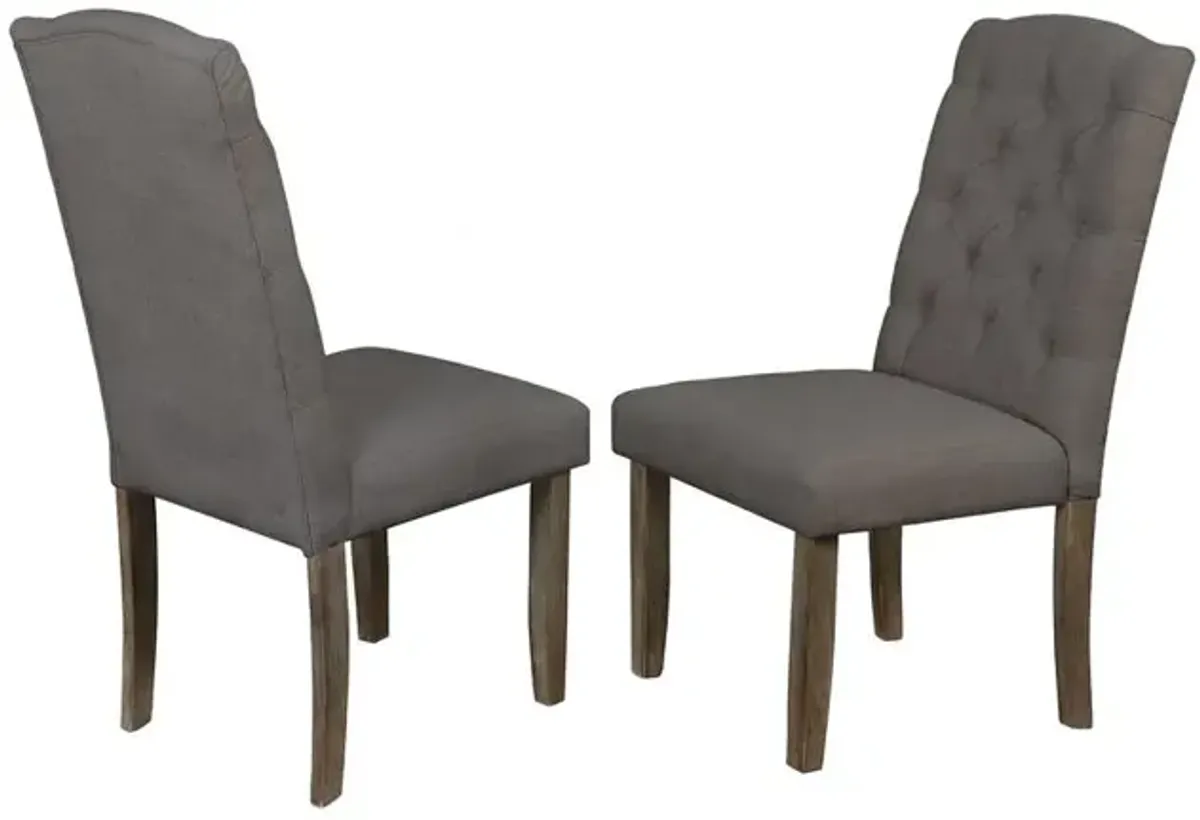 Upholstered Side Chair with Tufted Buttons, Gray