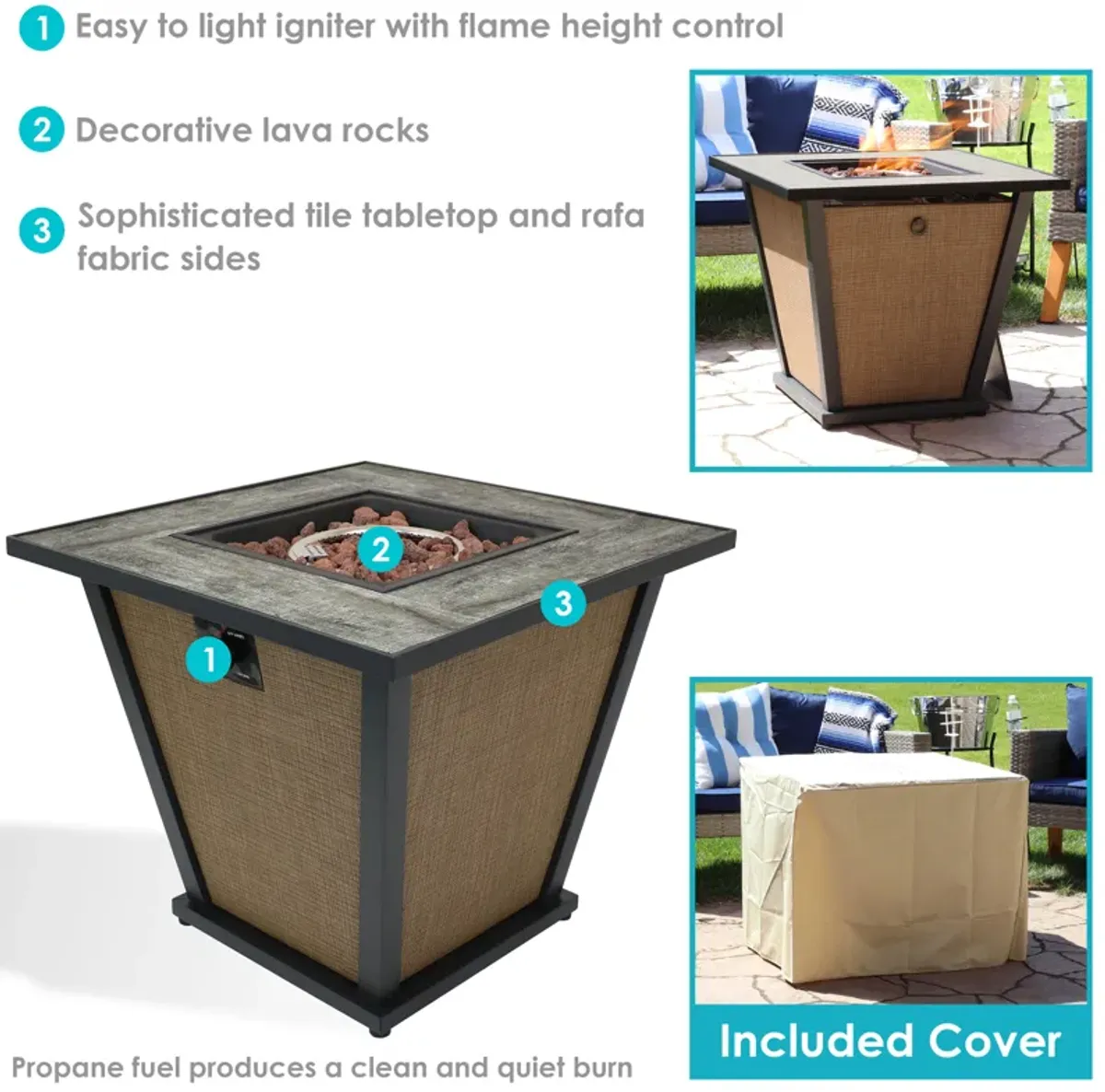 Sunnydaze 24 in Reykir Metal Smokeless Propane Gas Fire Pit Table