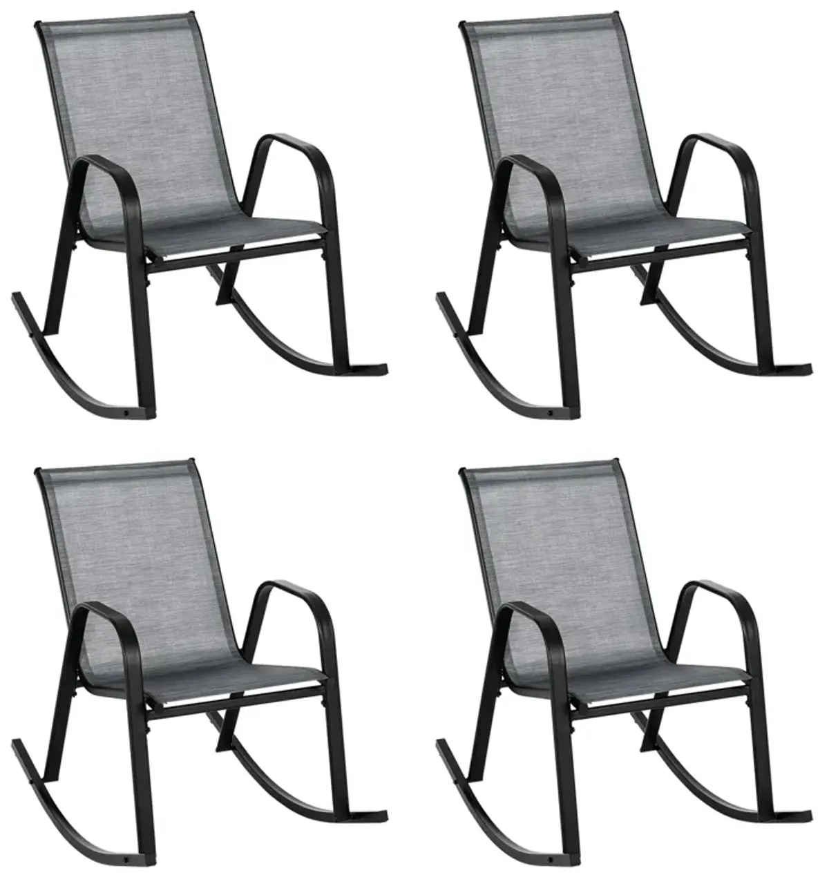 Set of 2 Metal Patio Rocking Chair with Breathable Seat Fabric