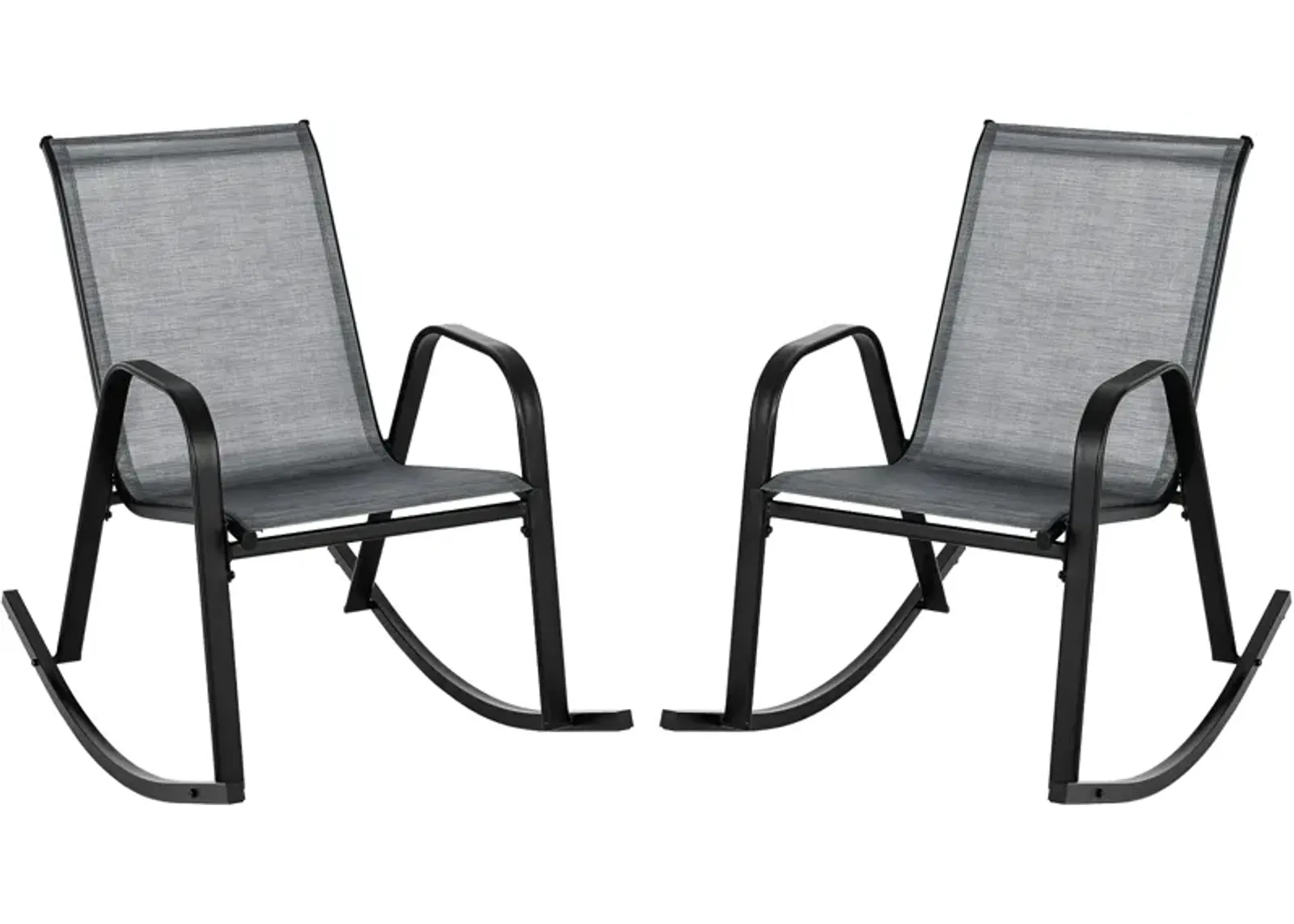 Set of 2 Metal Patio Rocking Chair with Breathable Seat Fabric