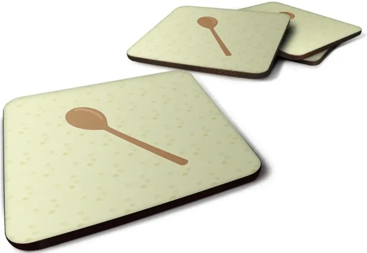 Caroline's Treasures Wooden Spoon on Green Decorative coasters, 3.5, Multicolor