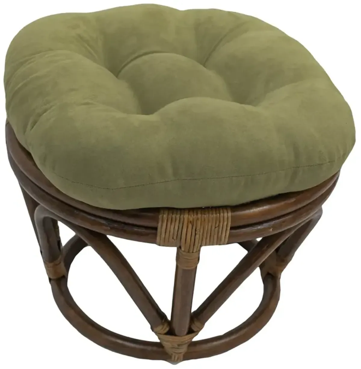 International Caravan Furniture Piece Rattan Ottoman with Micro Suede Cushion