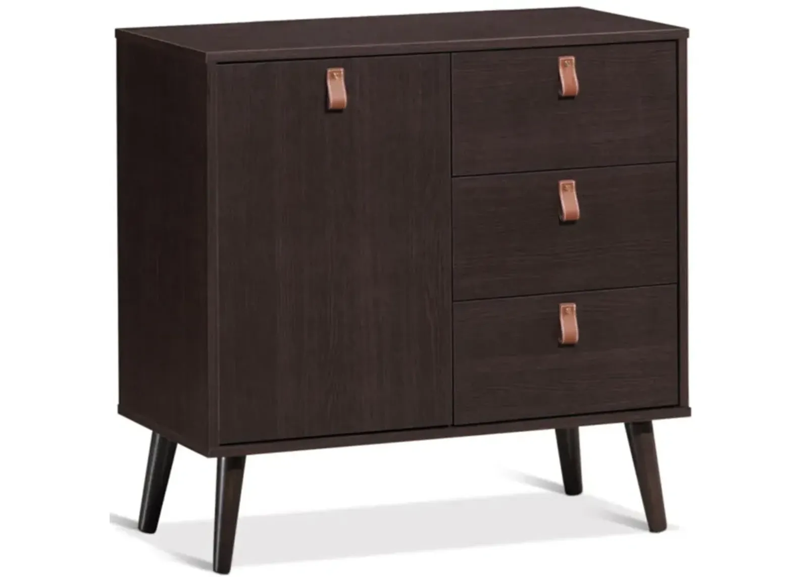 Hivvago 3-drawer Sideboard Storage Display Cabinet-Brown