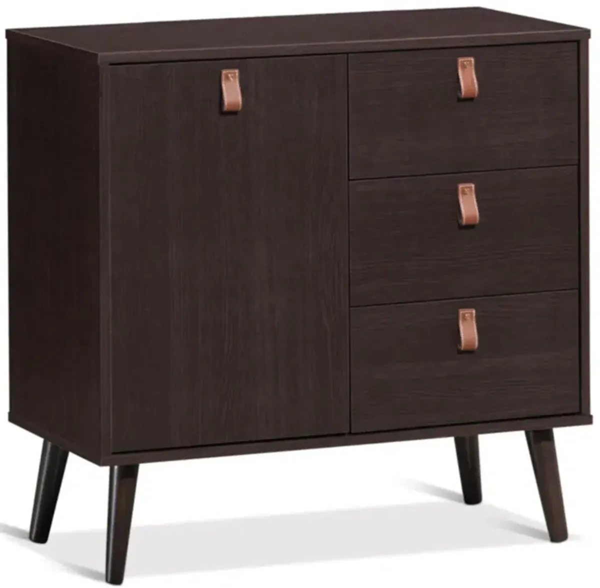 Hivvago 3-drawer Sideboard Storage Display Cabinet-Brown