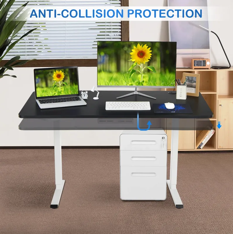 Costway Electric Sit Stand Desk Frame Dual-motor Height-adjustable Standing Desk Base with 3 Memory Positions & Touch Control Panel Home Office Black