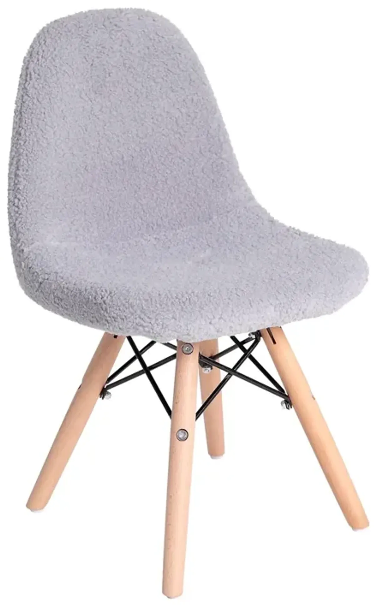 Flash Furniture Zula Kid's Modern Padded Faux Faux Shearling Accent Chair - Padded Gray Faux Shearling Upholstery - Beechwood Legs