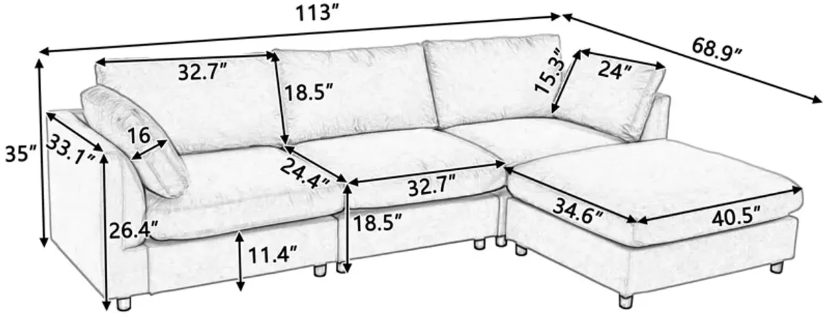 Merax Upholstery Convertible Sectional Sofa