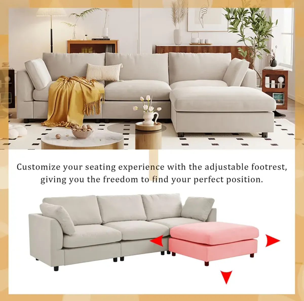 Merax Upholstery Convertible Sectional Sofa