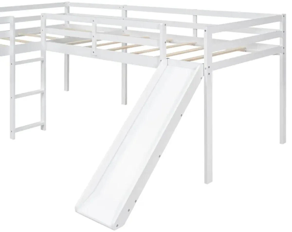 Merax L-Shaped Loft Bed with Ladder and Slide